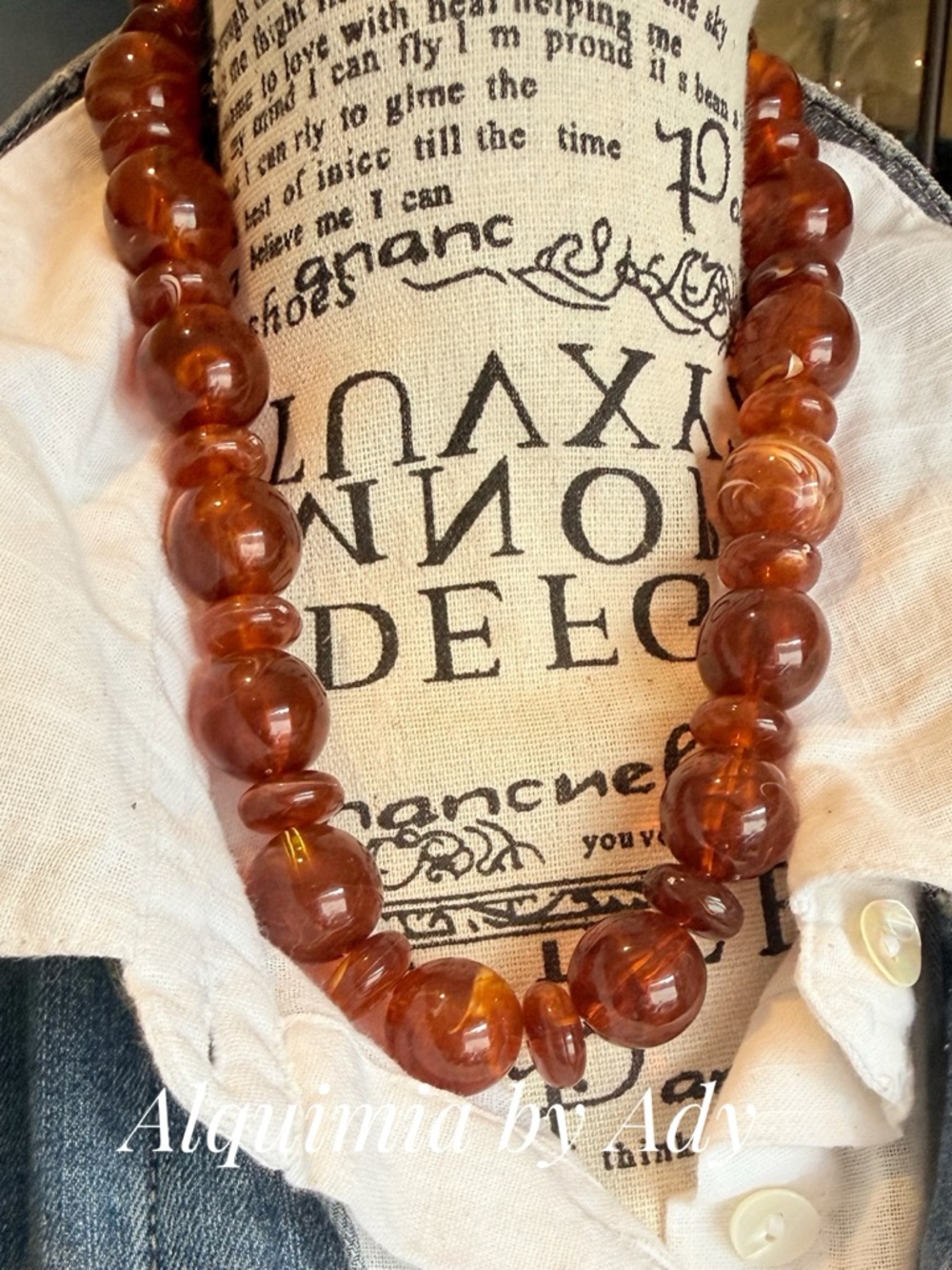 Alquimia Amber Brown Graduated Bead Necklace